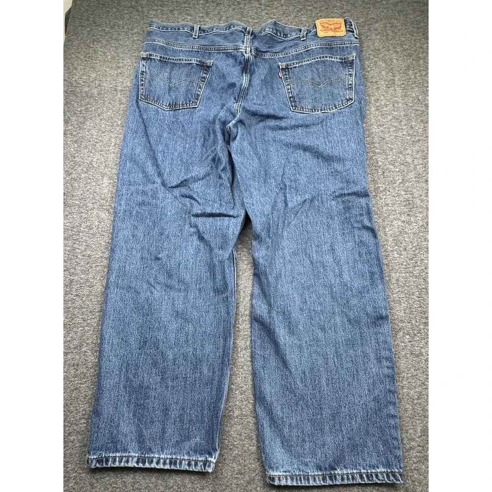 Levis 550 Relaxed Fit Mens Blue Jeans‎ Mens Size 50x32 Fits 50x31 Denim *Hole*